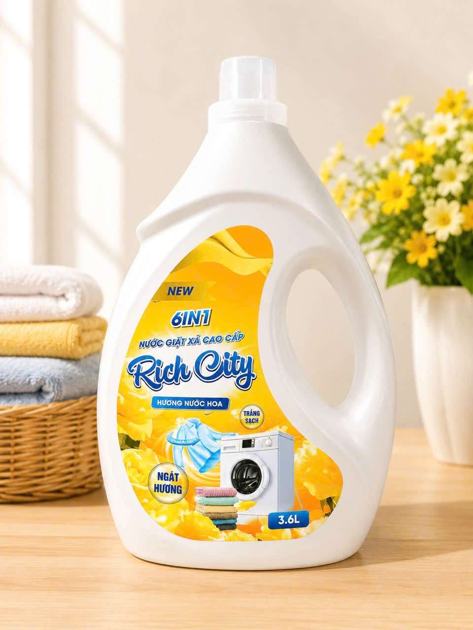 Nước giặt Rich City hương Ban Mai - Can 3.6L